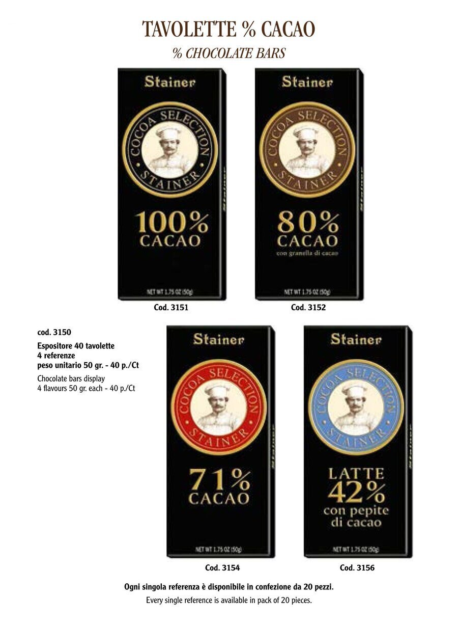 Cocoa Selection Stainer — 100%, 80%, 71%, 42% Cacao